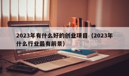 2023年有什么好的创业项目（2023年什么行业最有前景）