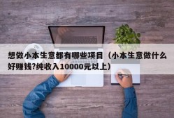 想做小本生意都有哪些项目（小本生意做什么好赚钱?纯收入10000元以上）