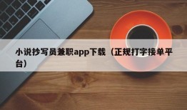 小说抄写员兼职app下载（正规打字接单平台）