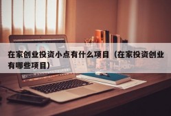 在家创业投资小点有什么项目（在家投资创业有哪些项目）