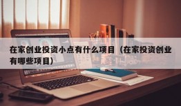 在家创业投资小点有什么项目（在家投资创业有哪些项目）