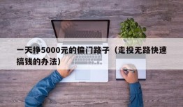 一天挣5000元的偏门路子（走投无路快速搞钱的办法）