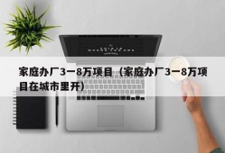 家庭办厂3一8万项目（家庭办厂3一8万项目在城市里开）