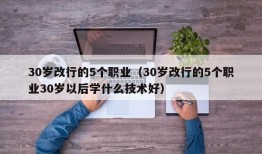 30岁改行的5个职业（30岁改行的5个职业30岁以后学什么技术好）