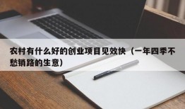 农村有什么好的创业项目见效快（一年四季不愁销路的生意）