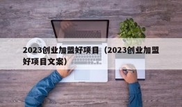 2023创业加盟好项目（2023创业加盟好项目文案）