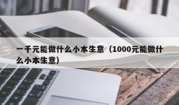 一千元能做什么小本生意（1000元能做什么小本生意）