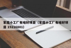 家庭小工厂有啥好项目（家庭小工厂有啥好项目 19216801）