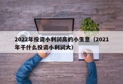 2022年投资小利润高的小生意（2021年干什么投资小利润大）