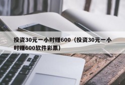 投资30元一小时赚600（投资30元一小时赚600软件彩票）