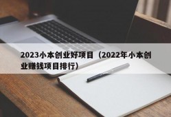 2023小本创业好项目（2022年小本创业赚钱项目排行）