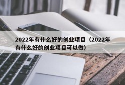 2022年有什么好的创业项目（2022年有什么好的创业项目可以做）