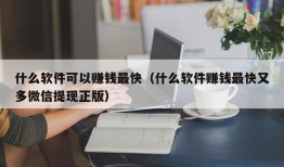 什么软件可以赚钱最快（什么软件赚钱最快又多微信提现正版）