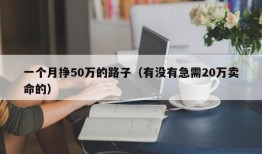 一个月挣50万的路子（有没有急需20万卖命的）