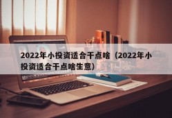 2022年小投资适合干点啥（2022年小投资适合干点啥生意）