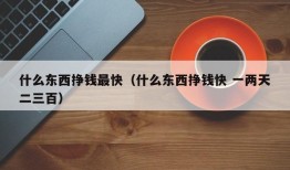 什么东西挣钱最快（什么东西挣钱快 一两天二三百）