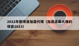 2022年新项目加盟代理（加盟店最火爆的项目2023）